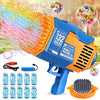 Upgraded Bubble Machine Gun with 10 Bottles Bubble Refill Solution, 73 0r 132 Holes Bubble Blower with Light,Bubble Maker Toys for Kids Adults Outdoor Indoor Birthday Wedding Party Activity (Blue )