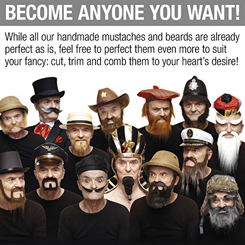 Mustaches Self Adhesive Walrus Fake Mustache, Novelty, Realistic False Facial Hair for Adults, Costume Accessory for Adults, Gray and White Color