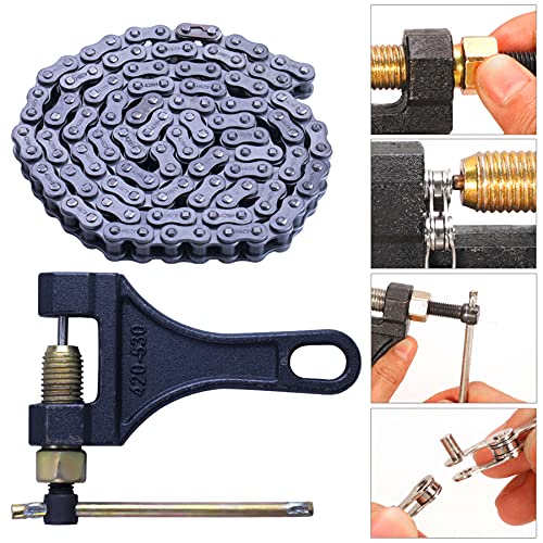 MRELC 428H Motorcycle Chain+ Chain Breaker,118-links Heavy Duty Drive Chain