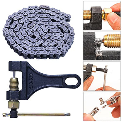 MRELC 428H Motorcycle Chain+ Chain Breaker,118-links Heavy Duty Drive Chain