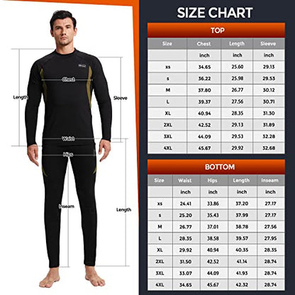 Thermal Underwear for Men, CL convallaria Long Johns Winter Hunting Gear Sport Base Layer Top and Bottom Set Midweight Black L