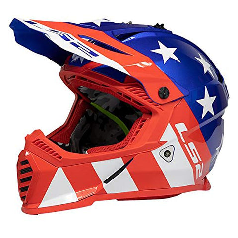 LS2 Helmets Gate Stripes Full Face Helmet (Red/Gloss White/Blue - X-Large)