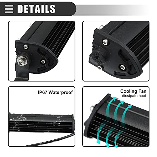 Motoforti Universal LED Light Bar, Flood Spot Combo Driving Working Fog Lights, for Car Rack Bumper, for Off-road Pickup Trucks, 7 Inch 20 LED 60W 12-24V, Aluminium, Black