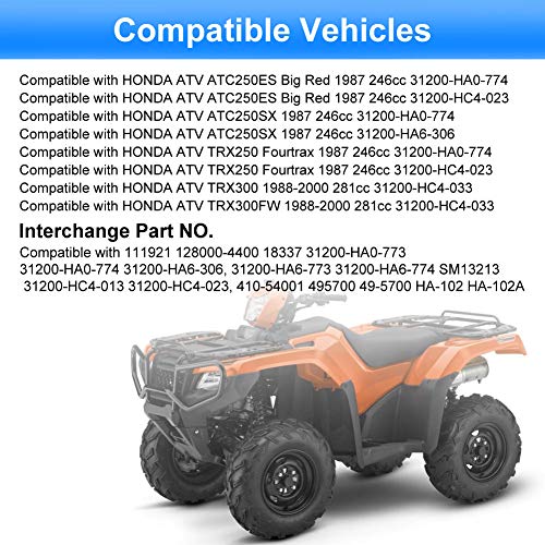 WATERWICH Compatible with Starter Honda 300 fourtrax Trx300 Trx300fw Trx300ex 250es 1987-2000 Replaces 31200-HC4-023 31200-HC4-033 SM13213 128000-4400