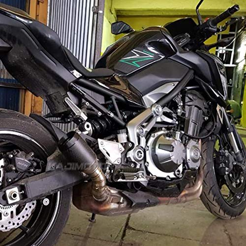 KAJIMOTOR Motorcycle Stainless 51mm/ 2" Inlet Motorcycle Systerm Exhaust Muffler Tail Real Carbon Fiber Tip Pipe For Kawasaki Z900 2017 2018 2019 2020