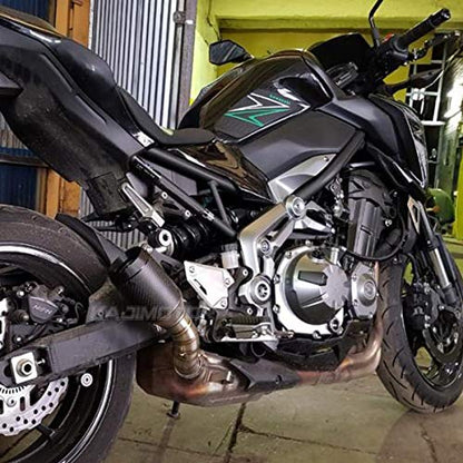KAJIMOTOR Motorcycle Stainless 51mm/ 2" Inlet Motorcycle Systerm Exhaust Muffler Tail Real Carbon Fiber Tip Pipe For Kawasaki Z900 2017 2018 2019 2020