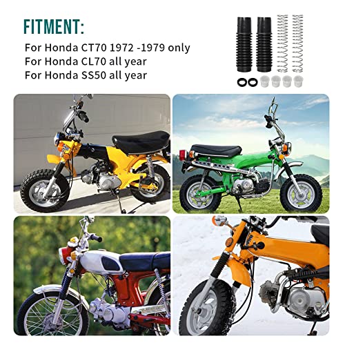 Motoparty Front Fork Rebuild Kit for Honda CT70 Trail70 1972-1979 CL70 SS50 All Model Great Replacement for Fork Boot and Spring Seal Nylon Cover Rebuild Kit