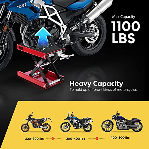 VIVOHOME Steel Motorcycle ATV Wide Deck Scissor Lift Jack Crank Hoist Stand 1100 lbs