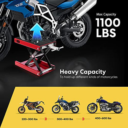 VIVOHOME Steel Motorcycle ATV Wide Deck Scissor Lift Jack Crank Hoist Stand 1100 lbs