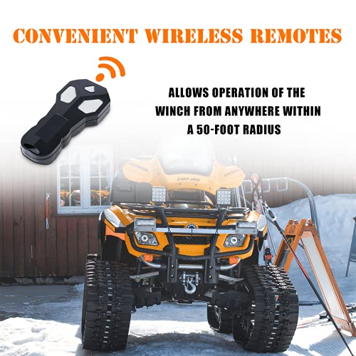 ZESUPER 3000 lb 12V DC Electric Winch for Towing ATV/UTV Off Road with Wireless Remote New Synthetic Rope Mounting Bracket