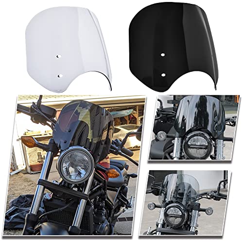 Midimttop Motorcycle Compatible with Ho-n-da Rebel CMX 300 Rebel 500 CMX500 CMX300 Windshield Fairing Windscreen Protector 2017 2018 2019 2020 2021 2022(Light Smoke)