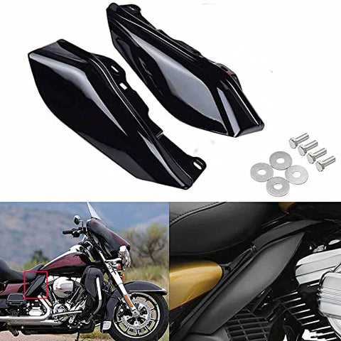 Black Mid Frame Air Heat Deflectors Trim Left Right Set Compatible for Harley Touring and Trike Models 2009-2016 (Black)