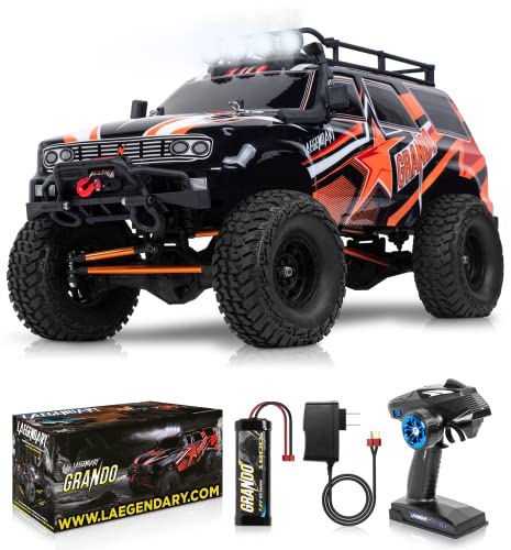 LAEGENDARY 1:16 Scale 4x4 Off-Road RC Truck - Hobby Grade Brushed Motor RC  Car with 2 Batteries, Waterproof Fast Remote Control Car for Adults