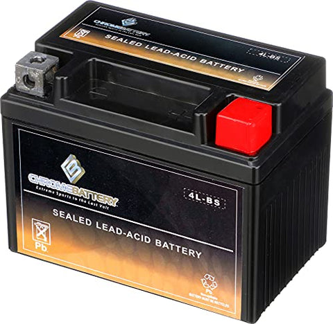 Chrome Battery YTX4L-BS Maintenance Free Replacement Battery for ATV, Motorcycle, and Scooter: 12 Volts.4 Amps, 3Ah, Nut and Bolt (T3) Terminal