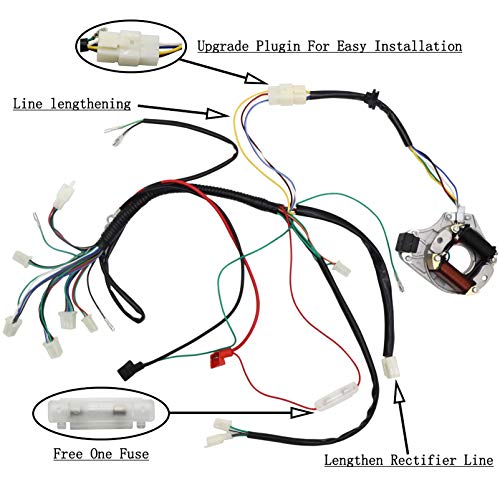 Complete Electrics Wiring Harness Stator Coil CDI Solenoid Relay Spark Plug For 4 wheelers Stroke ATV （50cc 70cc 110cc 125cc） Pit Quad Dirt Bike taotao Go Kart By OTOHANS AUTOMOTIVE