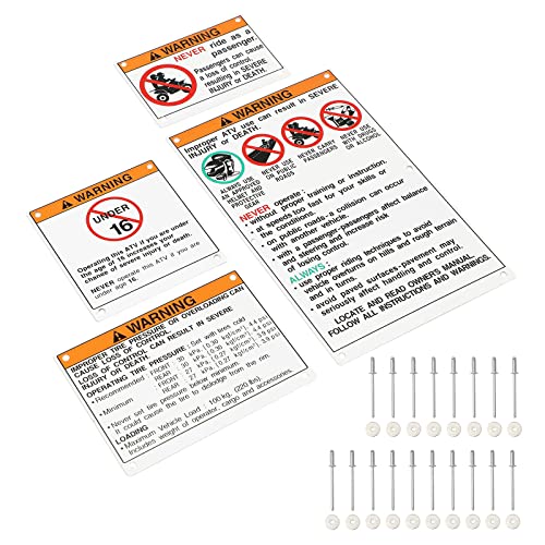 For Yamaha Stickers Warning Decals Labels with Bolts Kit Aluminum Backing Plates ATV Accessories Parts fit for Banshe,YFZ450R efi, Raptor 700, Raptor 660, YFZ450 carb model, Warrior 350, Blaster 200