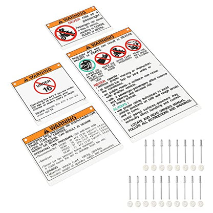 For Yamaha Stickers Warning Decals Labels with Bolts Kit Aluminum Backing Plates ATV Accessories Parts fit for Banshe,YFZ450R efi, Raptor 700, Raptor 660, YFZ450 carb model, Warrior 350, Blaster 200