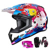 GLX GX623 DOT Kids Youth ATV Off-Road Dirt Bike Motocross Motorcycle Full Face Helmet Combo Gloves Goggles for Boys & Girls (Graffiti, Medium)