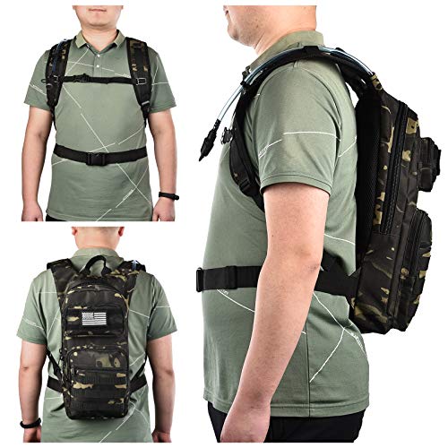 NOOLA Hydration Backpack with 3L TPU Water Bladder, Tactical Molle Water Backpack for Men Women, Hydration Pack for Hiking, Biking, Running and Climbing (Black camo)
