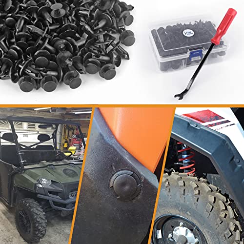 Xislet 150 PCS UTV Nylon Fender Clips/Body Rivets Compatible with Polaris 7661855 Ranger RZR Can Am Kawasaki Teryx Honda Pioneer 90653-HC4-900 Suzuki Sportsman ATV Fastener with Tool