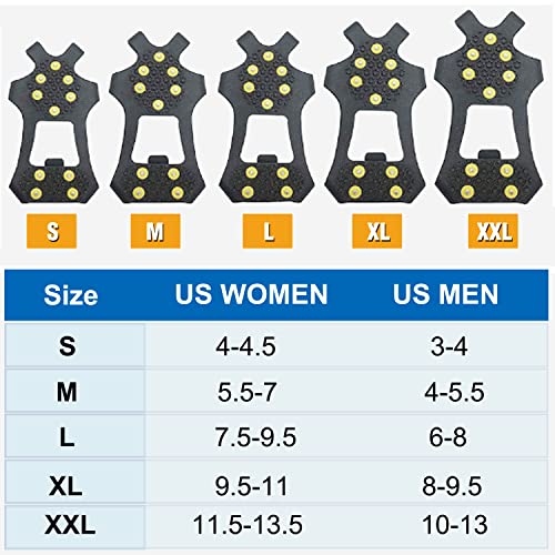 Ice Snow Traction Cleats Crampons Anti-Slip Snow Shoes Cleats for Boots Shoes Winter Walking on Snow and Ice Overshoe Slip-on Stretch Footwear for Men Women