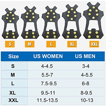 Ice Snow Traction Cleats Crampons Anti-Slip Snow Shoes Cleats for Boots Shoes Winter Walking on Snow and Ice Overshoe Slip-on Stretch Footwear for Men Women