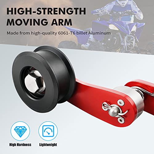 NICECNC Red Brake Lever Pedal Extender and Chain Roller Tensioner with Spring Compatible with Yamaha YFZ450R 2009-2023