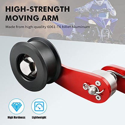 NICECNC Red Brake Lever Pedal Extender and Chain Roller Tensioner with Spring Compatible with Yamaha YFZ450R 2009-2023