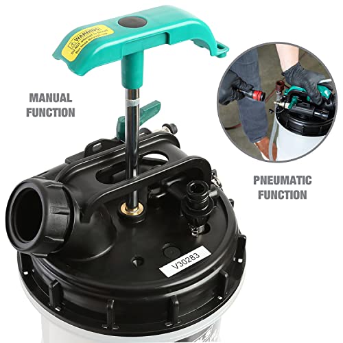 OEMTOOLS 24938 10 Quart (2.5 Gallons) Manual Fluid Extractor, Manual and Pneumatic Oil Extractor, Fluid Vacuum Extractor, Vacuum Evacuator