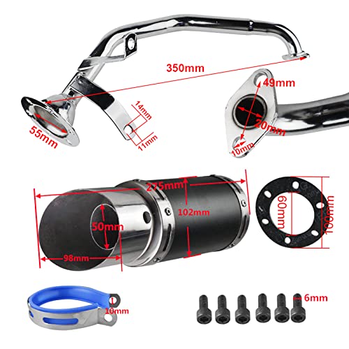 FLYPIG High Performance GY6 150cc Muffler Exhaust Pipe kit Replace for System Shorty GY6 125cc 150cc 152QMI 157QMJ ATV 4 Stroke Chinese Scooter Moped ATV Go Kart (Black)
