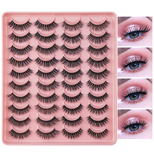 Eyelashes, MAGEFY 20 Pairs 4 Styles Lashes Faux Mink Lashes Pack Fluffy False Eyelashes 3D Fake Eyelashes