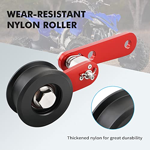 NICECNC Red Brake Lever Pedal Extender and Chain Roller Tensioner with Spring Compatible with Yamaha YFZ450R 2009-2023