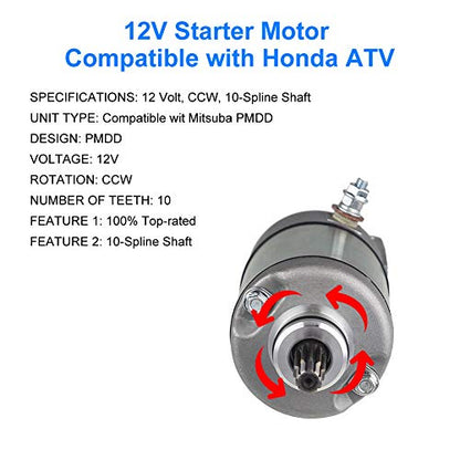 WATERWICH Compatible with Starter Honda 300 fourtrax Trx300 Trx300fw Trx300ex 250es 1987-2000 Replaces 31200-HC4-023 31200-HC4-033 SM13213 128000-4400