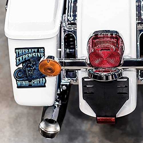 Therapy is Expensive, Wind is Cheap 7 Inch Decal for Motorcycle, Cars, Trucks, Motorcycles, Boats & Laptops (1-Pack)