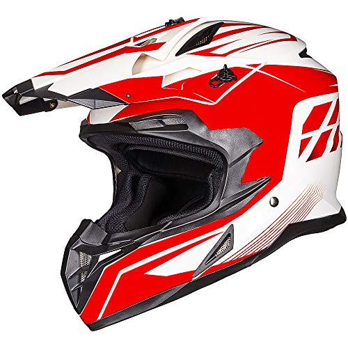 ILM Adult ATV Motocross Off-Road Street Dirt Bike Full Face Motorcycle Helmet DOT Approved Dual Sports Suits Men Women Model 911(XL, Red White)