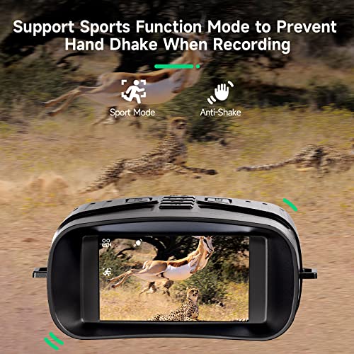 Night Vision Binoculars, 4K Portable Night Vision Goggles Military Tactical, 3'' Large Screen Binoculars for Adults with Anti-Shake Motion Detection & Rechargeable Lithium Battery