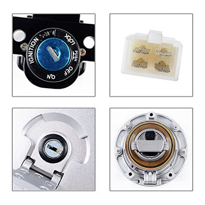 AMOPA Compatible with Honda '04-'07 CBR 1000RR '03-'06 600RR Full Set Ignition Switch Seat Fuel Gas Tank Cap with Lock Key