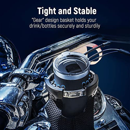 LEXIN LX-C3 Motorcycle Cup Holder with 360°Swivel Ball-Mount, Large Boat Drink Holder with Basket, Metal Handlebar Mount for Bike/ATV/Harley/Kayak/Canoe/Walker, Fits Handlebar 7/8'' to 1 1/4''