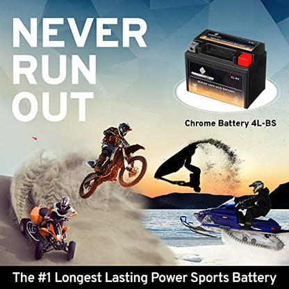 Chrome Battery YTX4L-BS Maintenance Free Replacement Battery for ATV, Motorcycle, and Scooter: 12 Volts.4 Amps, 3Ah, Nut and Bolt (T3) Terminal
