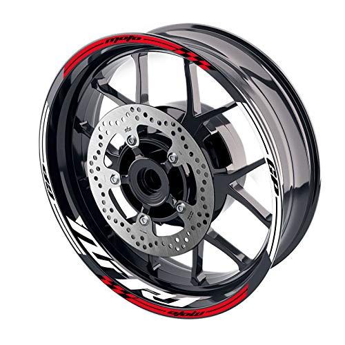 MC MOTOPARTS 17 inch Wheel Rim Stickers Stripe Decals AA02 Compatible with YZF R1 2019-2020 19 20 (RED)