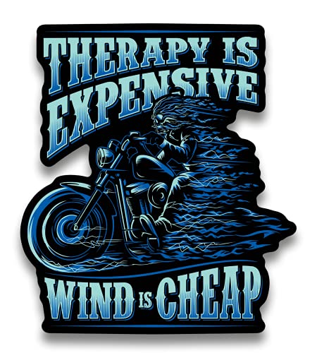 Therapy is Expensive, Wind is Cheap 7 Inch Decal for Motorcycle, Cars, Trucks, Motorcycles, Boats & Laptops (1-Pack)