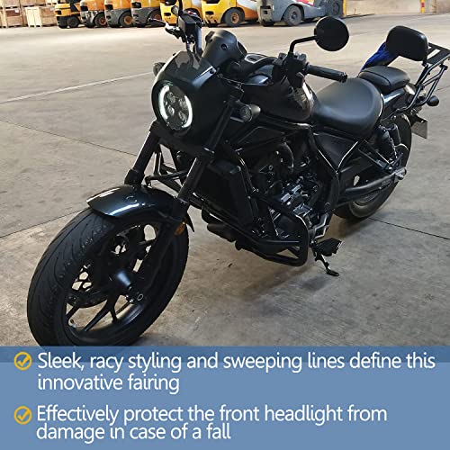 Midimttop Motorcycle Fron Mask Visor Headlight Fairing Front Cowl Fork Mount Windshield Wind Deflector Compatible with HO-NDA Rebel 1100 CMX1100 CMX 1100 Accessories 2021-2022