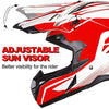 ILM Adult ATV Motocross Off-Road Street Dirt Bike Full Face Motorcycle Helmet DOT Approved Dual Sports Suits Men Women Model 911(XL, Red White)