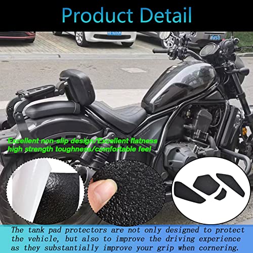 Midimttop Motorcycle Tank Side Traction Pad, Anti Slip sticker,Gas Tank Pad, Traction Side, Fuel Knee Grip Decal compatible with Ho-n-da Rebel CMX 1100 CMX1100 2021-2022