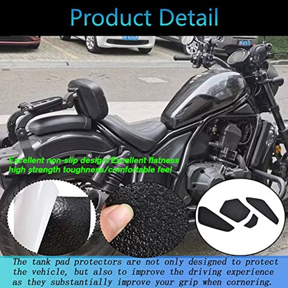 Midimttop Motorcycle Tank Side Traction Pad, Anti Slip sticker,Gas Tank Pad, Traction Side, Fuel Knee Grip Decal compatible with Ho-n-da Rebel CMX 1100 CMX1100 2021-2022