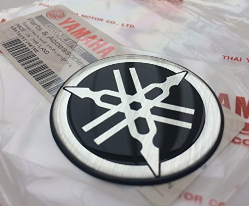 45MM Diameter Yamaha Tuning Fork Decal Sticker Emblem Logo Black / Silver Raised Domed Gel Resin Self Adhesive Motorcycle / Jet Ski / ATV / Snowmobile