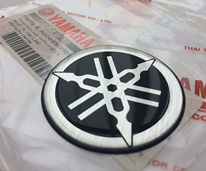 45MM Diameter Yamaha Tuning Fork Decal Sticker Emblem Logo Black / Silver Raised Domed Gel Resin Self Adhesive Motorcycle / Jet Ski / ATV / Snowmobile