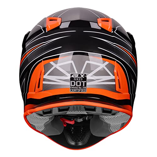 GLX GX23 Dirt Bike Off-Road Motocross ATV Motorcycle Full Face Helmet for Men Women, DOT Approved (Sear Orange, Large)