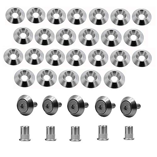 STETION Stainless Steel 25 Pcs Fender Bumper Washer Bolt M5x20mm CNC Finishing Washer Engine Bay Dress Up Fastener Kit Flares Widebody kit Installation Hardware