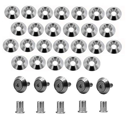 STETION Stainless Steel 25 Pcs Fender Bumper Washer Bolt M5x20mm CNC Finishing Washer Engine Bay Dress Up Fastener Kit Flares Widebody kit Installation Hardware